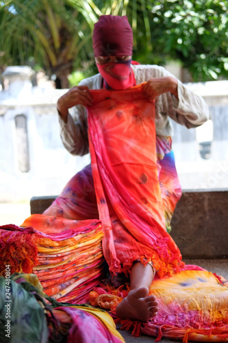 Mojolaban Fabric Factory, Drying fabric on the side of Bengawan Solo River photo