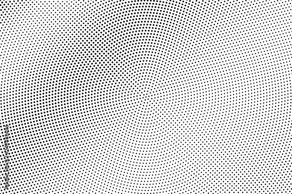 Black and white halftone vector texture. Diagonal dotted gradient. Circular dotwork surface. Vintage effect overlay Black and white halftone vector texture. Diagonal dotted gradient. Circular dotwork surface. Vintage effect overlay