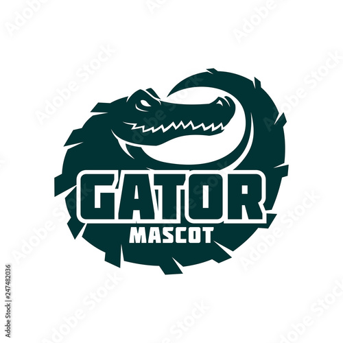 Alligator tire shaped mascot stylized vector icon