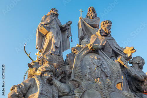 Prague The baroque statues of John of Matha, Felix of Valois and Saint Ivan on the  Charles Bridge by Ferdinand Brokoff photo