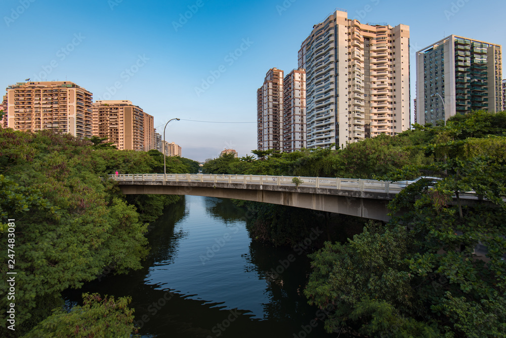 Apartment Buildings and the Bridge Crossing the Canal