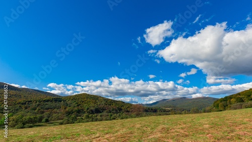 Beautiful Bieszczady mountains and meadow near Tarnica mountain