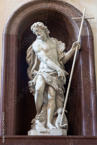 PRAGUE, CZECH REPUBLIC - OCTOBER 12, 2018: The baroque statue of St. George in St. Francis of Assisi church probably by Matěj Václav Jäckel (1655 - 1738). photo