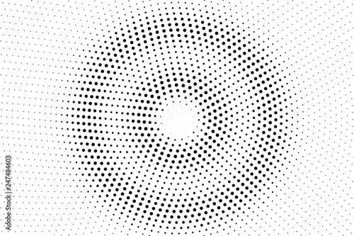 Black and white halftone vector texture. Textured round dotted gradient. Concentrated dotwork surface for vintage effect
