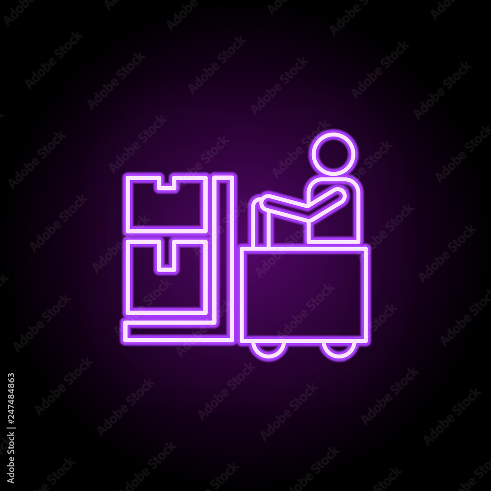 man on the loader outline icon. Elements of Cargo logistic in neon style icons. Simple icon for websites, web design, mobile app, info graphics man on the loader outline icon. Elements of Cargo logistic in neon style icons. Simple icon for websites, web design, mobile app, info graphics