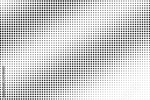 Black and white halftone vector texture. Textured diagonal dotted gradient. Regular dotwork surface for vintage effect