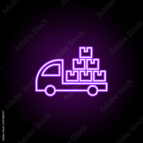 lorry with parcels outline icon. Elements of Cargo logistic in neon style icons. Simple icon for websites  web design  mobile app  info graphics