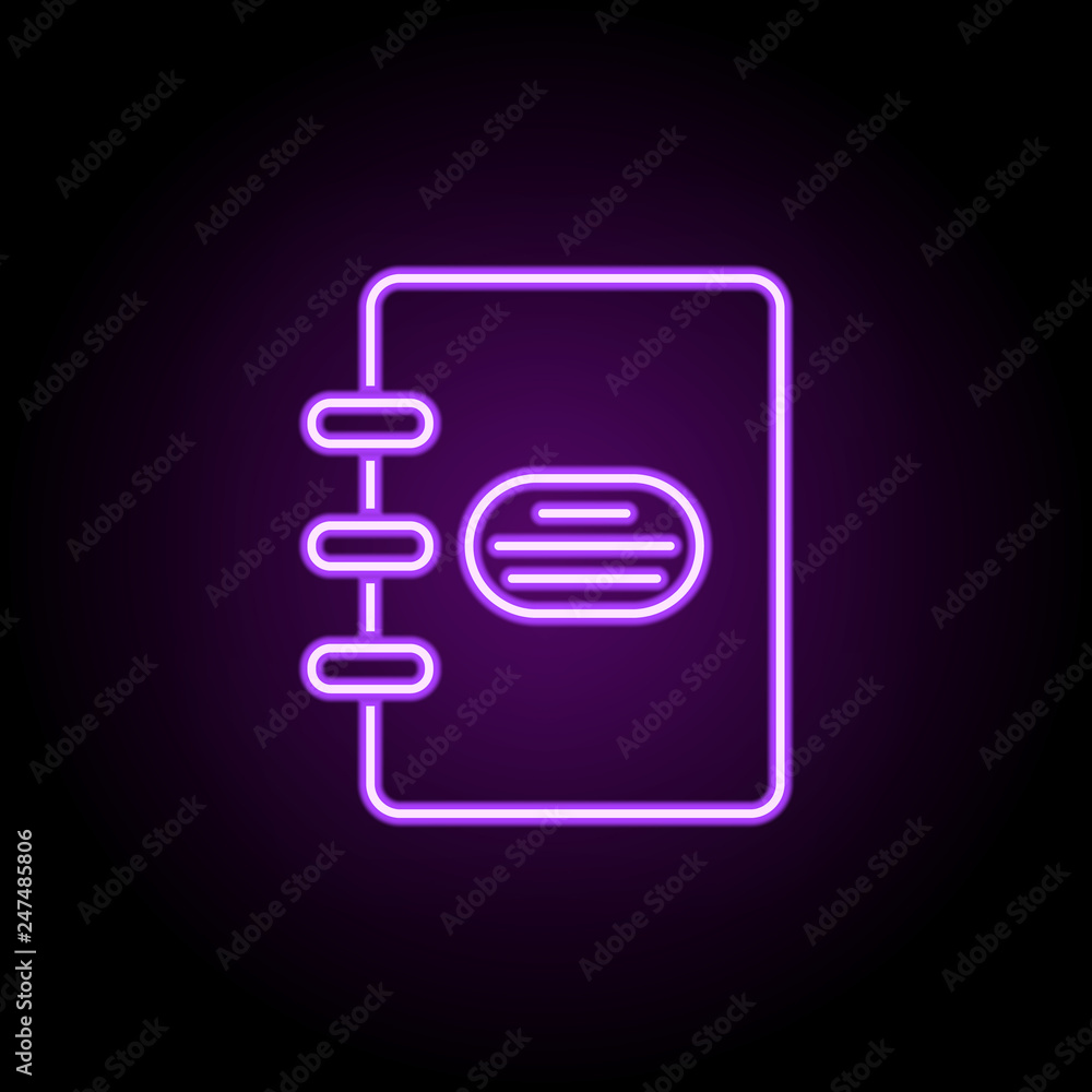 notebook outline icon. Elements of Education in neon style icons. Simple icon for websites, web design, mobile app, info graphics notebook outline icon. Elements of Education in neon style icons. Simple icon for websites, web design, mobile app, info graphics