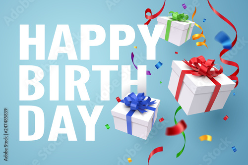 Falling gift box, Happy birthday celebrate