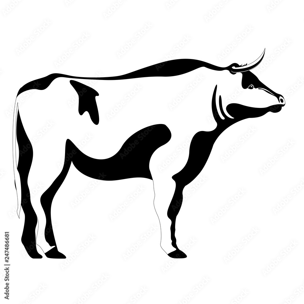 Isolated cute bull image silhouette. Vector illustration design Isolated cute bull image silhouette. Vector illustration design