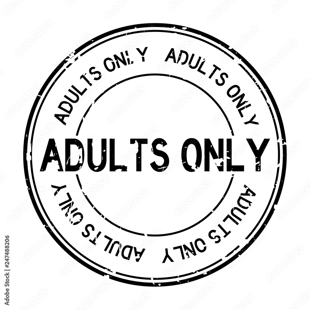 Grunge black adults only word round rubber seal stamp on white background
