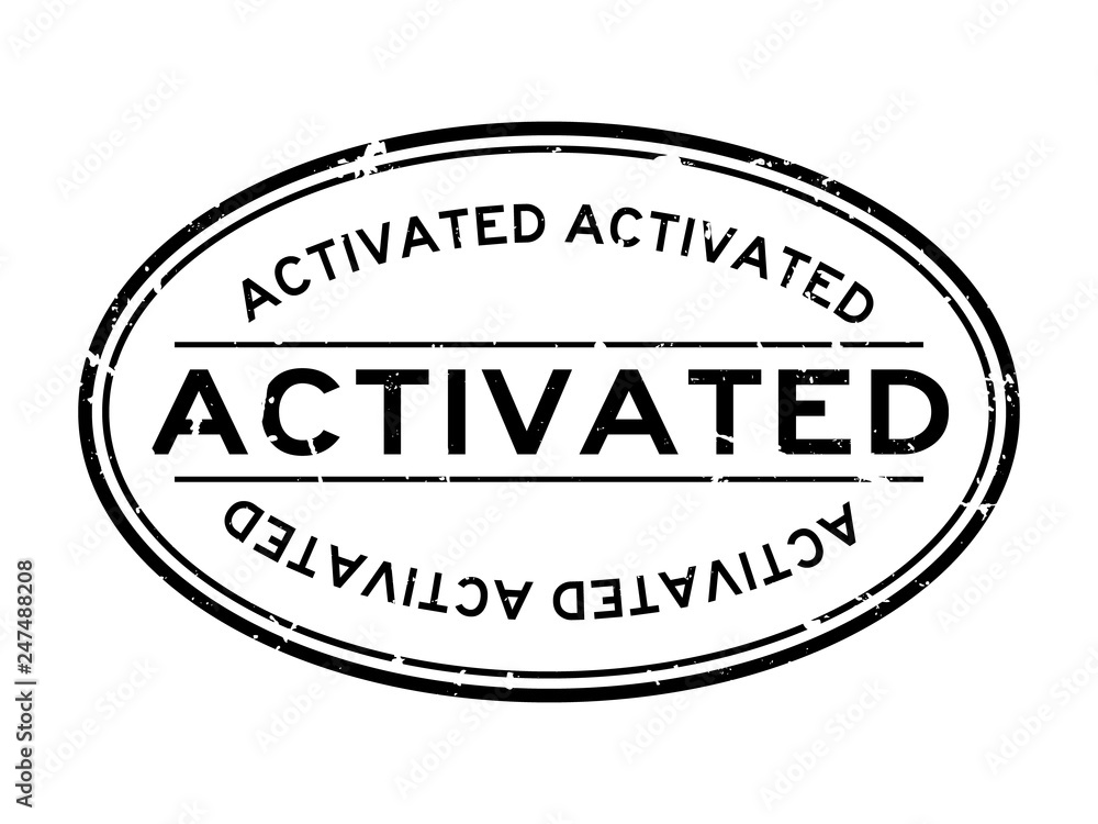 Grunge black activated word oval rubber seal stamp on white background Grunge black activated word oval rubber seal stamp on white background