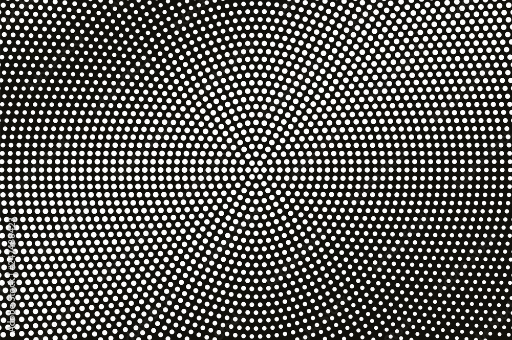 White on black halftone vector texture. Frequent dotted gradient. Centered dotwork surface for vintage effect. White on black halftone vector texture. Frequent dotted gradient. Centered dotwork surface for vintage effect.