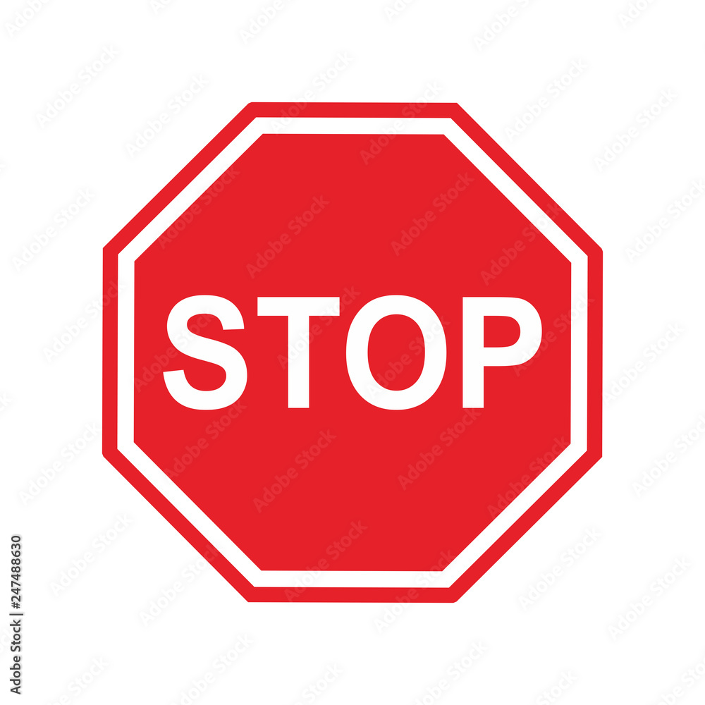 Red Stop Sign isolated on white background. Traffic regulatory warning stop symbol. Red Stop Sign isolated on white background. Traffic regulatory warning stop symbol.