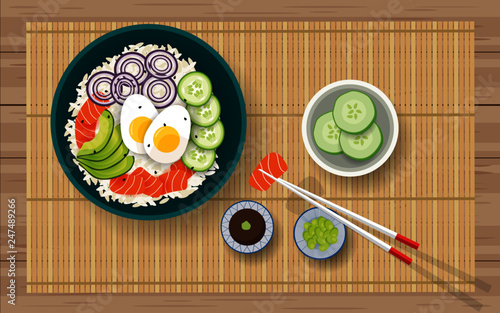 Healthy food on the wooden table