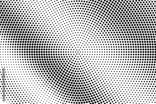 Black on white halftone vector texture. DIagonal dotted gradient. Circular dotwork surface for vintage effect