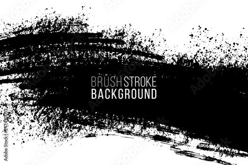 Vector hand drawn big brush stain. Monochrome ink painted stroke. Painted by brush black stain. Monochrome artistic backdrop. One color grungy background.