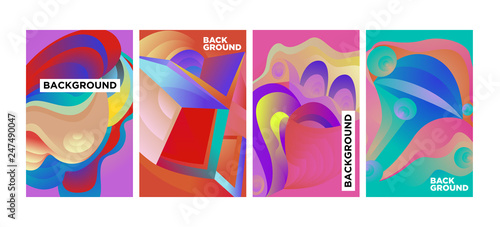 Vector Abstract 3D Colorful Gradient Geometric Curvy pattern background illustration. Set of Abstract Techno and cultural background for Cover, Poster, and print in Eps 10