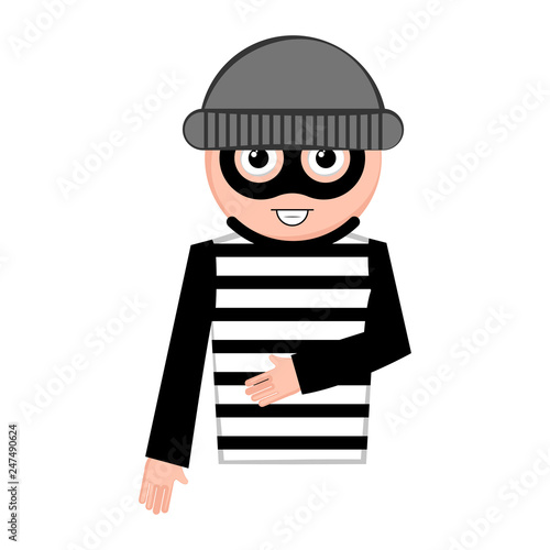 Isolated happy thief cartoon. Vector illustration design