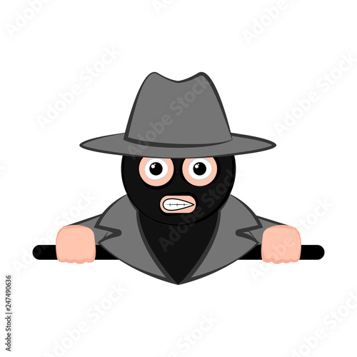 Isolated scared thief cartoon. Vector illustration design