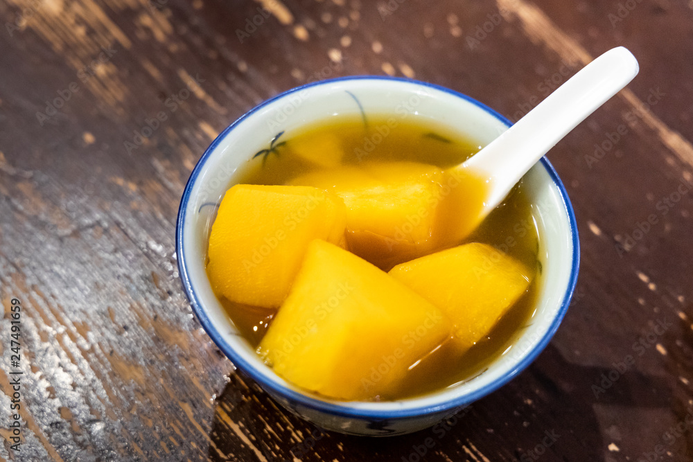 Popular sweet dessert soup of sweet potatoes with ginger Popular sweet dessert soup of sweet potatoes with ginger