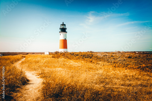 Scenic view of a Nantucket Lighthouse in Nantucket, Massachusetts photo
