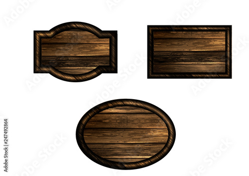 Vector realistic illustration of wooden signboard