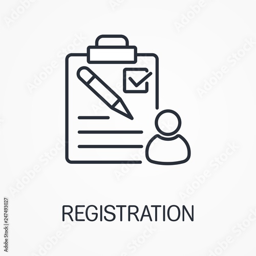Client registration. Vector linear image.