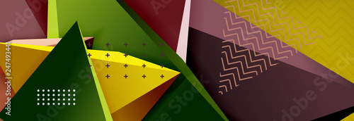 3d triangular shapes geometric background. Origami style pattern with triange shapes for decorative design. Poster design. Line design. Modern presentation template