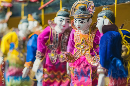 Traditional handicraft puppets for sale  in the ancient pagoda in Bagan  Myanmar