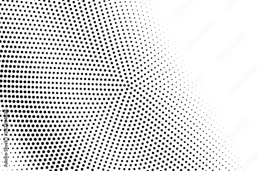Black white contrast halftone vector texture. Digital pop art background. Diagonal dotwork gradient for vintage effect