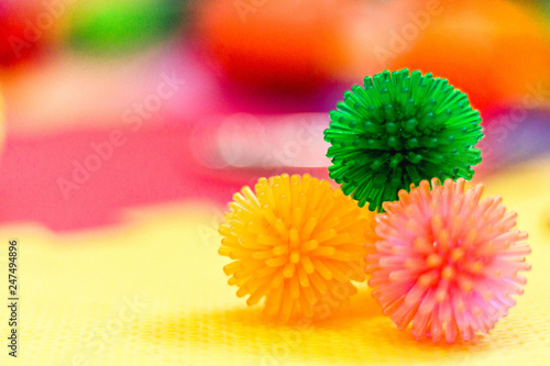 Bouncy ball toy with bokeh brackground