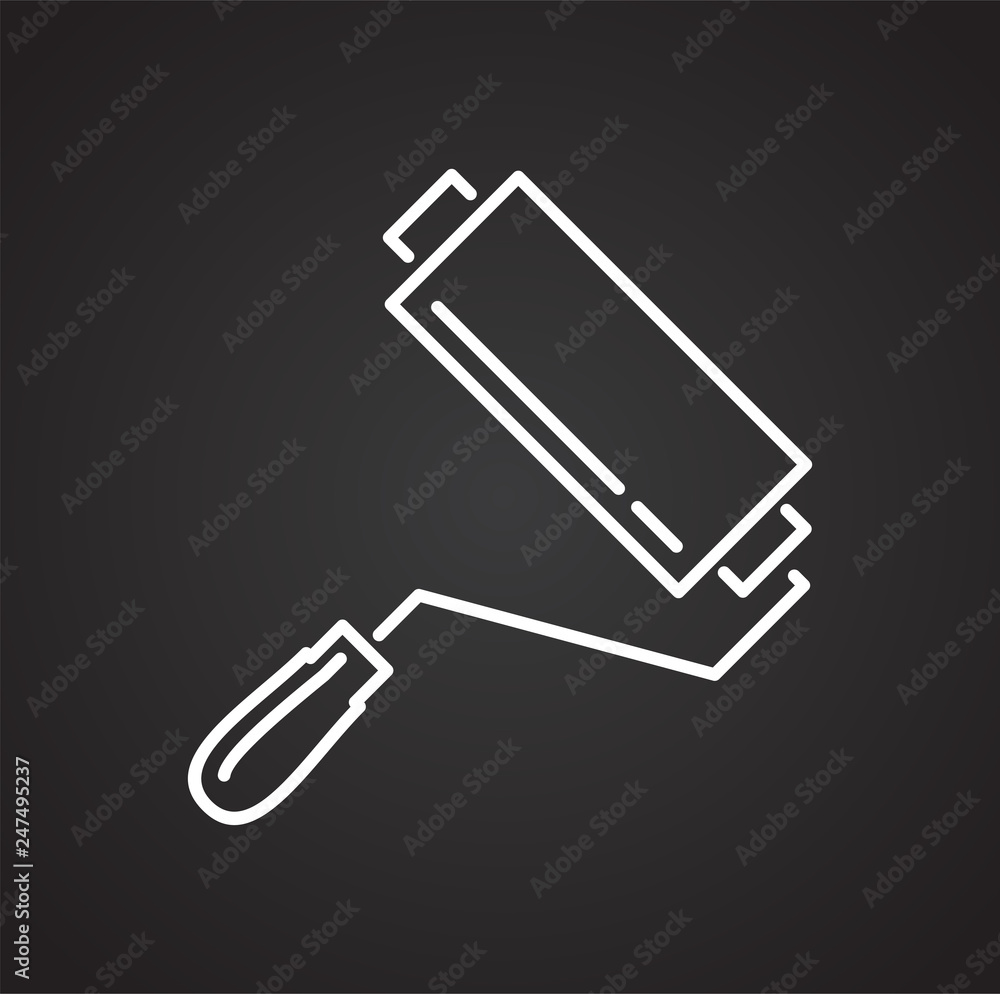 Paint roller line icon on black background for graphic and web design, Modern simple vector sign. Internet concept. Trendy symbol for website design web button or mobile app Paint roller line icon on black background for graphic and web design, Modern simple vector sign. Internet concept. Trendy symbol for website design web button or mobile app