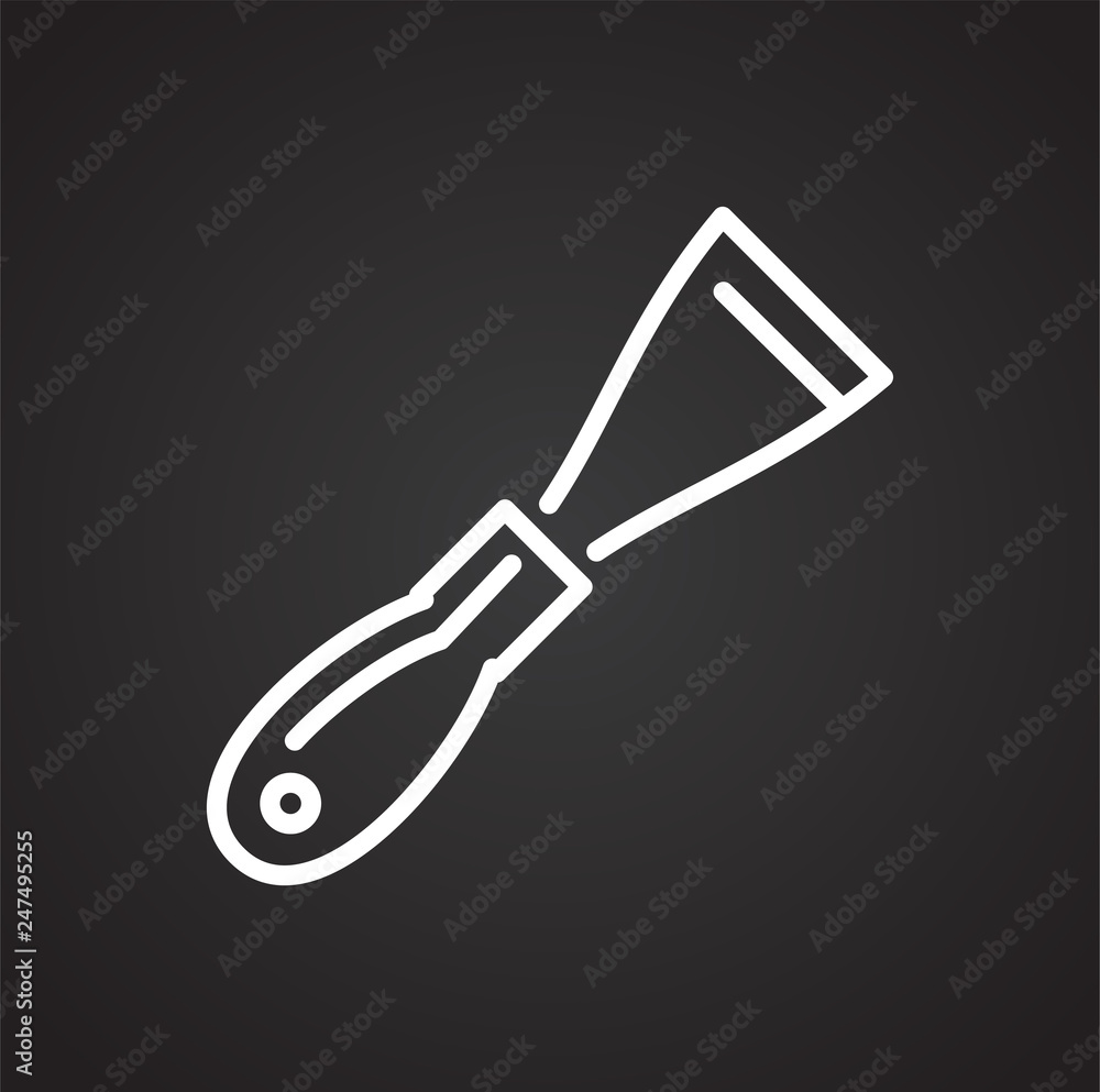 Tool spatula line icon on black background for graphic and web design, Modern simple vector sign. Internet concept. Trendy symbol for website design web button or mobile app Tool spatula line icon on black background for graphic and web design, Modern simple vector sign. Internet concept. Trendy symbol for website design web button or mobile app