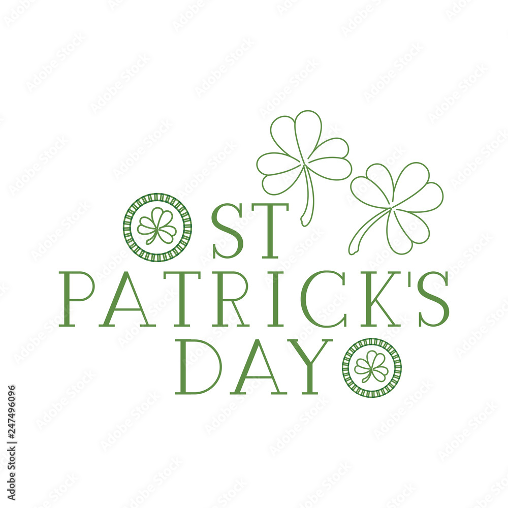 st patricks day label with clover and elf hat icons st patricks day label with clover and elf hat icons