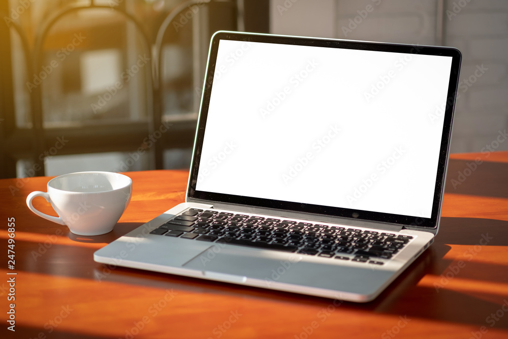 mock up Using laptop with blank screen computer modern mock up Using laptop with blank screen computer modern