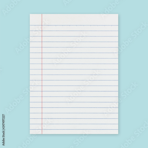 Notebook paper background with clipping path. Mockup for design