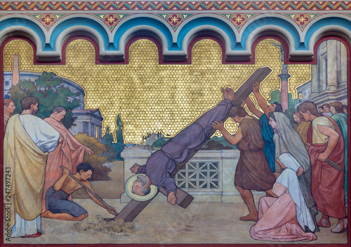 Tableau sur toile PRAGUE, CZECH REPUBLIC - OCTOBER 17, 2018: The crucifixion of St