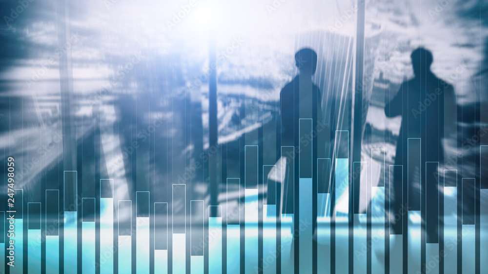 Business and finance graph on blurred background. Trading, investment and economics concept. Business and finance graph on blurred background. Trading, investment and economics concept.