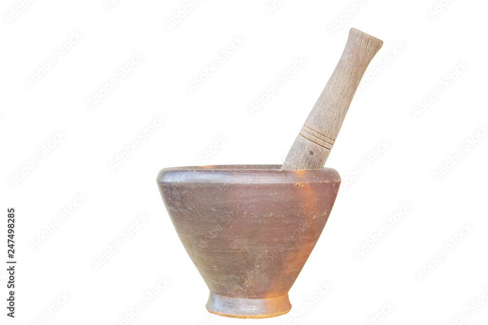 Mortar and pestle on white background, isolate with clipping path Mortar and pestle on white background, isolate with clipping path