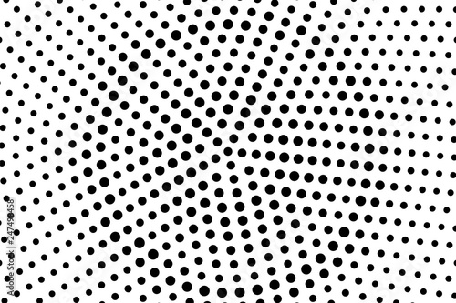 Black on white halftone vector texture. Rough perforated surface. Oversized dotwork gradient for vintage effect.