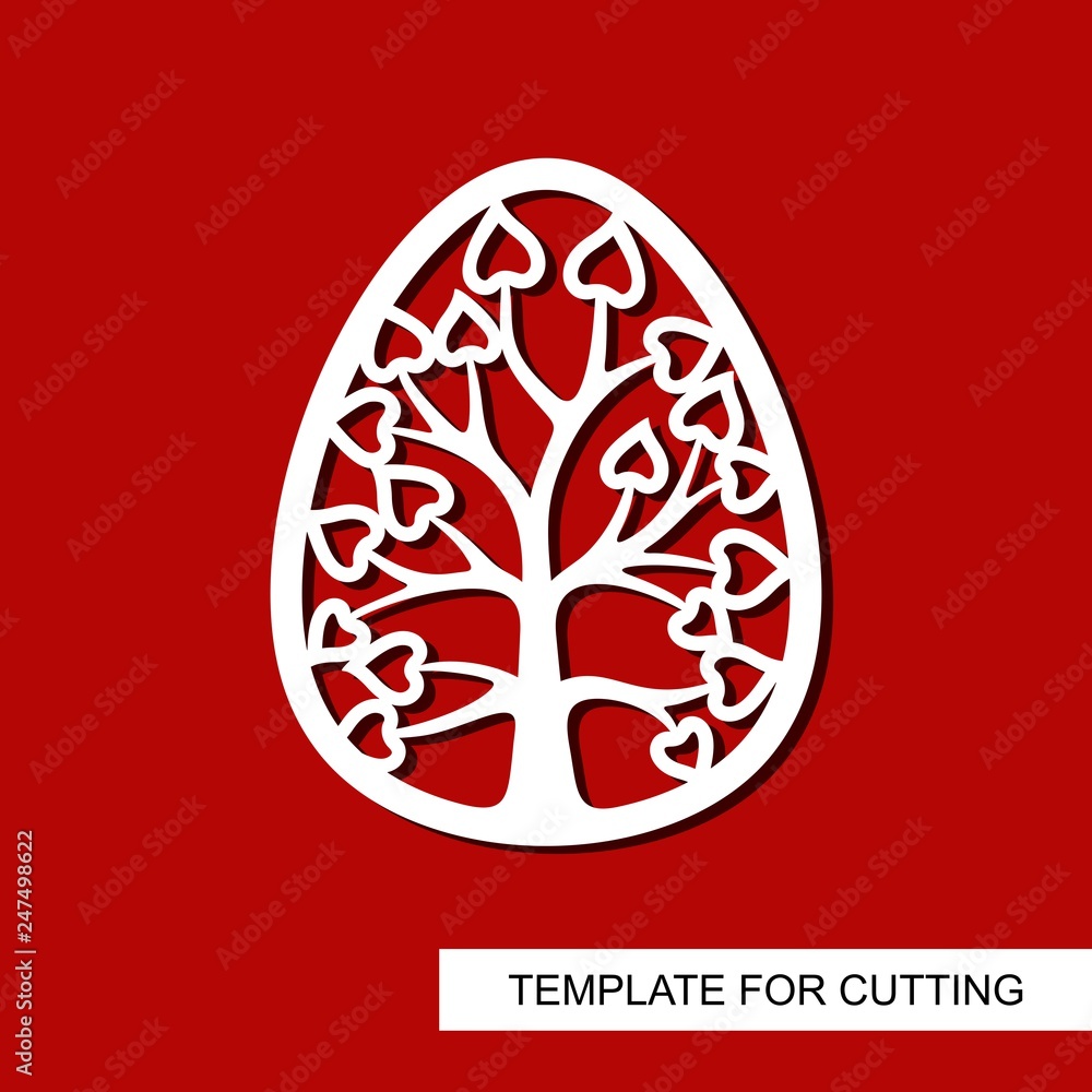 Decorative element - Easter Egg. White object on red background. Template for laser cutting, wood carving, paper cut and printing. Vector illustration. Decorative element - Easter Egg. White object on red background. Template for laser cutting, wood carving, paper cut and printing. Vector illustration.