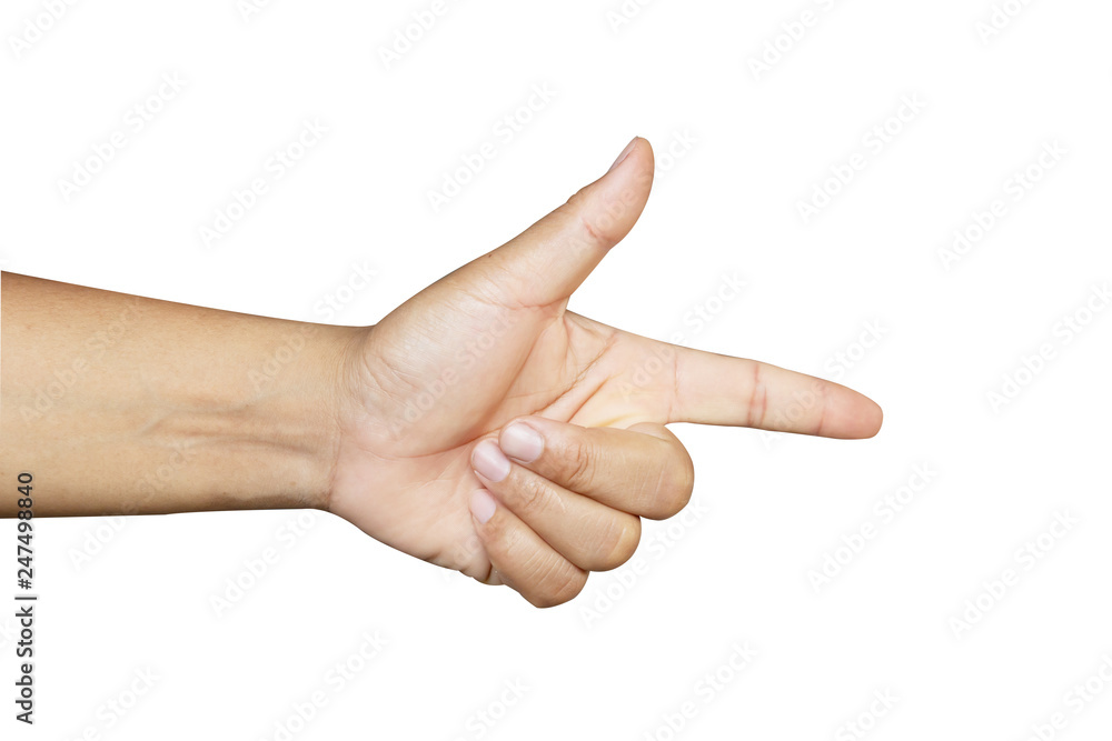 Men's hand pointing on white background, isolate, clipping path. Men's hand pointing on white background, isolate, clipping path.