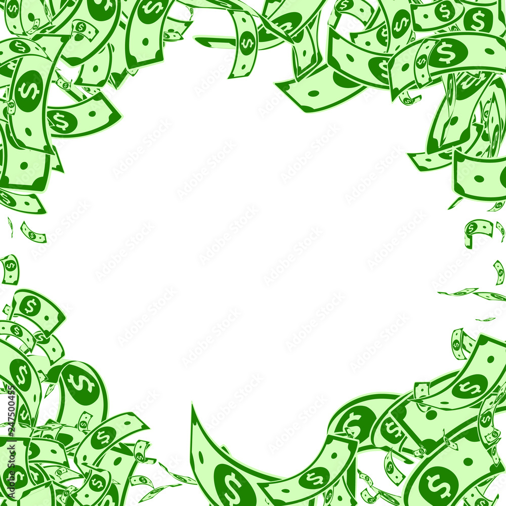American dollar notes falling. Messy USD bills on American dollar notes falling. Messy USD bills on