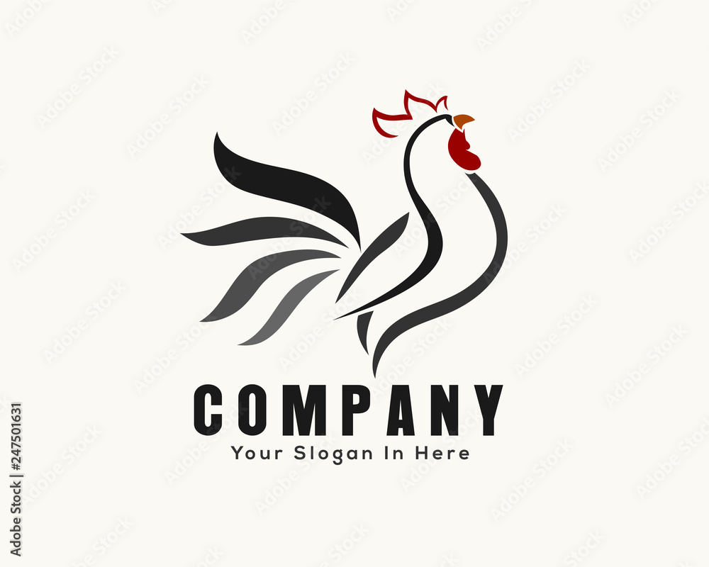 vector drawing art chicken crowing logo design inspiration