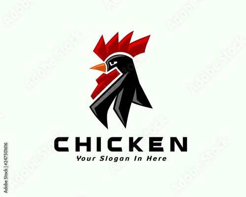 Modern elegant rooster head logo design inspiration vector