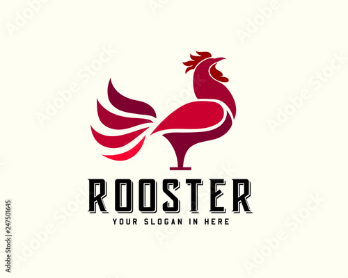 elegant vector chicken crowing logo design inspiration © ShiipArts