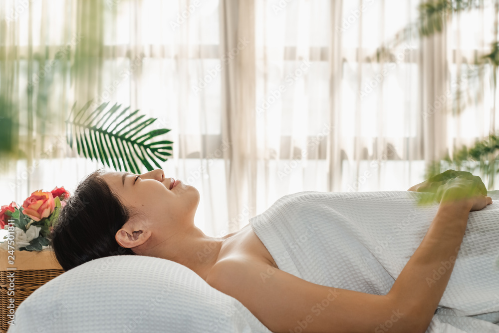Young Asian beauty woman enjoying massage and spa Young Asian beauty woman enjoying massage and spa