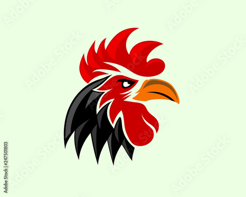 head chicken rooster logo design inspiration vector