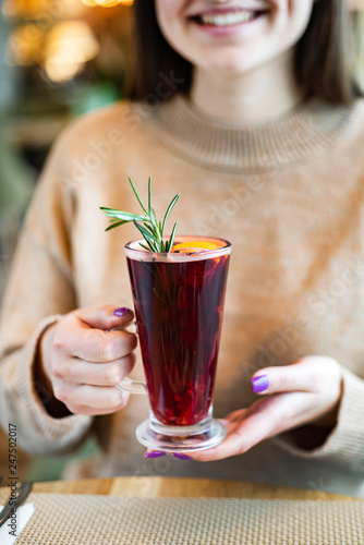 mocktail with orange and berries photo